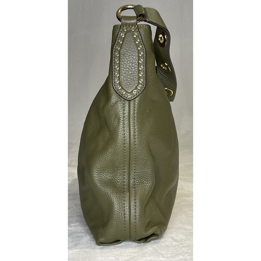 Michael Kors Brooklyn Large Leather Shoulder Handbag Purse Olive Army Green Bag - Picture 7 of 16